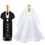 1 Set Bride Groom Wine Bottle Covers Wedding Party Table Decorations White Tulle Dress Black Tuxedo Dress Champagne Cover Wedding Decorations for Bridal Shower Party Favors Engagement Gifts
