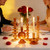 5 Pcs Amber Glass Candle Holders - Groovy Wavy Pillar & Taper Candlesticks for Wedding Christmas Halloween Party Home Windowsill Decor