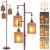 Hotsonic 72" Boho Rattan Tree Floor Lamp, Tall Dimmable Industrial Standing Lamp, Corner Decor Accent Lighting for Living Room, Bedroom, Dining Room, Nursery, Cafe (3 x 800LM Bulbs Included) - Brown