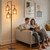 Hotsonic 72" Boho Rattan Tree Floor Lamp, Tall Dimmable Industrial Standing Lamp, Corner Decor Accent Lighting for Living Room, Bedroom, Dining Room, Nursery, Cafe (3 x 800LM Bulbs Included) - Brown