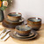 TheTerra Ceramic Dinnerware Set for 4, 12-Piece Plates and Bowls Set
