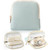 NGVRC Genuine Leather Travel Jewelry Organizer Case Pouch Bags with Zipper, Small Mini Portable Jewelry Storage Bag for Ring Earrings Necklace Bracelet Travel Essentials Gift for Women（Cyan）