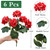 Karlliu Artificial Geranium Flowers for Outdoors: 6 PCS Realistic UV Resistant Faux Red Geranium Silk Flowers for Outdoor Planters Fade Proof Garden Fake Flowers Decor for Outside Porch - Red