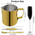Gold Professional Milk Frothing Pitcher Set, 12oz (350ml) Stainless Steel Milk Frother Cup with Espresso Accessories, Includes Latte Art Pen, 3 Coffee Spoons, and Handheld Electric Foam Maker