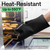 GORILLA GRIP Silicone Oven Mitts, 550F Heat Resistant, 12.5x8.3, Black