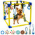 Bhyhok Puppy Play Gym with 8 Hanging Toys, Indoor Activity Gym for Small Dog with Enrichment Interactive Toy Adjustable PVC Frame Training Activity Center Puppies Entertainment, Teething (Yellow)