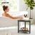 Leafory Shower Foot Rest 14in, HDPE Waterproof Corner Shower Stool for Shaving Legs with Storage Shelf for Inside Small Shower Spaces, Bathroom Step Stool, Easy Assembly