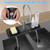 Kingmall 2nd Generation Silicone Faucet Mat, Kitchen Faucet Drip Catcher with Cuttable Circular Center for Kitchen Sink, Tailor-Made for Faucets with Deck Plate, 100% Food Grade Silicone, Black