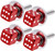 MEAJOO 4Pcs Red Dice License Plate Frame Screws - Universal Fastener Kit for Car, Van, Pickup Truck, Motorcycle, Easy Install Stainless Steel Bolts with Aluminum Alloy Decorative Caps