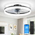 VOLISUN Low Profile Ceiling Fans with Lights and Remote, 20in Fandelier Ceiling Fan Flush Mount, 3000K-6500K Smart Bladeless LED Fan Light, Black Modern Ceiling Fans with Lights for Bedroom