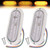 MADCATZ 2 Pcs of 6 Inch Clear Lens Amber Oval LED Strobe Light, 21 LEDs with High/Low/Flash Modes 4 Wires w/Chrome Bezel Stop Turn Brake Light for Truck Trailer Pickup, 12V–24V