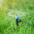 Copadri 50pcs Drip Emitters Fan Shape with Stake for 1/4" Irrigation Tubing, Adjustable 360 Degree Water Flow Irrigation Vortex Sprayer On 5" Stake Garden Irrigation Dripper for Watering System