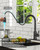 FORIOUS Kitchen Faucet with LED Light Sprayer, Single Hole, Black