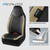 PIC AUTO Leather Car Seat Covers, Sports Carbon Fiber & Mesh Design, High-Back Two Front Set, Waterproof Automotive Seat Covers, Airbag Compatible, Universal Fit for Most Cars (Black & Beige)