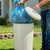 Plexon Galvanized Steel Round Trash Can with Lid Powder Coated Metal - 20 Gallon, Off-White