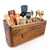 Dstuff Wooden Utensil Holder for Kitchen Counter - Extra Large Kitchen Utensils Holder & Organizer for Countertop - Acacia Wood Cooking Spoon Holder Crock (4 Compartments)