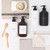 Modern Luxe White Kitchen Soap Dispenser Set with Tray, Plastic Lotion Dishwashing Liquid Detergent Hand and Dish Soap Dispenser Set, Dual Refillable Pump Bottles for Kitchen and Bathroom Countertop