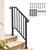 VINGLI Handrails for Outdoor Steps, Stair Handrail Fits 1 to 5 Steps, Wrought Iron Hand Rail Stair Railing Kit for Concrete/Porch/Wooden Steps (1, Black, 2 to 3 Steps)