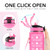 Hyeta Water Bottle with Straw & Time Marker, Plastic 32oz Leakproof