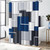 BTTN 72x96 Tall Geometric Waterproof Fabric Shower Curtain Set, Navy Blue