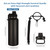 Volhoply 40 oz Insulated Water Bottles Paracord Handle, Stainless Steel Sports Bottle with Spout Lid, Double Walled Travel Water Cups with Wide Mouth, Reusable Water jug for Adults (Black, 1 Set)
