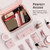 Aveniee Clear Makeup Bag Organizer Set,Portable Travel Toiletry Case for Women, Vegan Leather Cosmetic Pouch Car Bag for Essentials 2pcs,Middle & Large,Pink