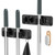 homeasy Wall Mount Mop and Broom Holder, Heavy Duty Stainless Steel Organizer Rack with Hooks | 2-Pack, 2-in-1 No Drill & Screw Installation, Black