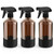 Bontip Amber Glass Spray Bottle, 16 oz with Black Silicone Sleeve, 3 Pack