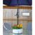 AuldHome Design Umbrella Planter for Patio Table w/Umbrella Hole (White), Enamelware Half-Circle Planter Pots