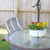 AuldHome Design Umbrella Planter for Patio Table w/Umbrella Hole (White), Enamelware Half-Circle Planter Pots