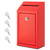 EIENHOSHI Metal Donation Box with Lock, Wall Mounted, Suggestion Box with 4 Iron Keys, Red, Cash Drop Box with Slot, 1-Pack