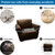 Pfrstuv Single Sofa Cover Leather Look Chair Covers for Living Room 1-Piece Sofa Chair Covers with Arms Stretch Furniture Protector with Elastic Bottom & Pockets(Armchair, Dark Brown)