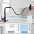 OWOFAN Kitchen Faucet with Pull Down Sprayer Black Waterfall Single Hole Single Handle Stainless Steel Kitchen Sink Faucets