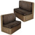 Leather Look RV Dinette Cushion Covers, Stretch Camper Cushion Slipcovers for Travel Trailer Couch RV Booth Seat, Replacement Camper Sofa Chair Protector (2 Backrest Cover & 2 Bench Cover,Brown)