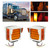 czyopo Double Face Pedestal Fender Light 52 LED Stop Turn Tail Signal Truck Trailer Lights Replacement for Peterbilt Kenworth Freightliner Trucks(2 PCS) (Front Amber+Back Amber - 2PCS)
