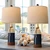 OYEARS 23.75" Table Lamps Set of 2, Bedside Lamps for Nightstands, Nautical Table Lamps for Living Room, Coastal Ocean Beach Style, Resin, Navy Blue