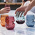 Khen Unbreakable Aerating Stemless Wine Glasses - European Tritan Plastic Wine Glass Set with Finger Indentations - Set of 4-13 oz Pastel Glass - Acrylic Reusable, BPA Free, Naturally Aerates Wines