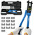 LFGUD 16T Hydraulic Battery Cable Crimper 8 AWG to 600 MCM Hydraulic Crimping Tool Cable Lug Crimper Electrical Terminal Wire Crimper with 13 Pairs of Dies Kit, Blue