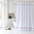 youngseahome White Shower Curtain with Red Border, Modern Chic Faux Linen Fabric Shower Curtains for Bathroom and Hotel,72 x 72 Inches
