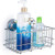 SANNO Suction Cup Shower Caddy Basket for Shampoo Combo Organizer Basket Stainless Steel Holder for Bathroom Storage，pack of 2