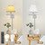 TRLIFE Wall Sconces Plug in, Remote Control Dimmable Wall Sconce and Adjustable Color Temperature 2700K-6500K, Swing Arm Wall Lights with Plug in Cord, 9.4" Medium White Fabric Shade(2 Pack, 2 Bulbs)