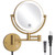 RECKODOR 8" Brass Wall Mount Makeup Mirror with Lights, 1X/5X Double Sided Personal Mirrors for Bathroom with 360 Swivel Extendable, Antique Brass Indoor Arts Ware, Plug Powered