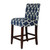 HomePop Upholstered Counter Height Barstool, 24-inch, Navy Geometric