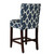 HomePop Upholstered Counter Height Barstool, 24-inch, Navy Geometric
