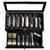 Besforu Pocket Knife Display Case for men collection holder 15-17 folding knife with Walnut Finish Two-Tier Knife organizer storage box with Real Glass Window Top (ebony veneer with draw)