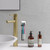 2 PCS Self-Adhesive Toothbrush Holders Wall Mounted, Water Proof Toothbrush Hook, 2 in 1 with Toothbrush Hanger and Gargle Cup Holder for Bathroom Shower (White)
