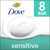 Dove Beauty Bar Soap Sensitive, 8 Bars for Sensitive Skin, Fragrance Free and Hypoallergenic 3.75 oz