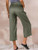 ECUPPER Women's Linen Blend Cropped/Capri Pants Wide Leg Casual Elastic Waist High Rise Pants with Drawstring Green 12-14