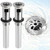 WiseWater 2-Pack Grid Bathroom Sink Drain Assembly with Overflow, 1-1/2 x 10 Inch Stainless Steel Extended Thread Drain Strainer for Thick Countertops, CUPC Certified Replacement Kit