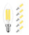 E14 Dimmable LED Bulb 6W,AC 110V 600Lumens Daylight 5000K,E14 European Base Candelabra LED Bulbs,Clear Glass Torpedo Shape(5-Pack)